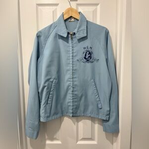 Vintage 1970s Light Blue MGM Embroidered Logo Zip Jacket small